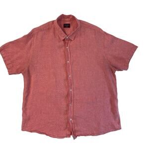 UNTUCKit Men’s XXL 100% Linen Short Sleeve Button Down Shirt Coral Salmon Summer